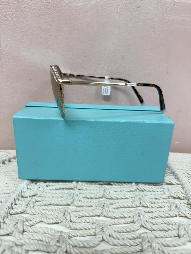 TIffany & Co Gold Frame Sunglasses with Crystal Accent