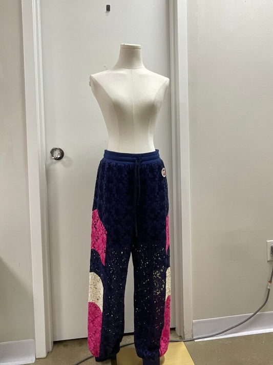 Gucci Blue and Pink Lace Track Pant