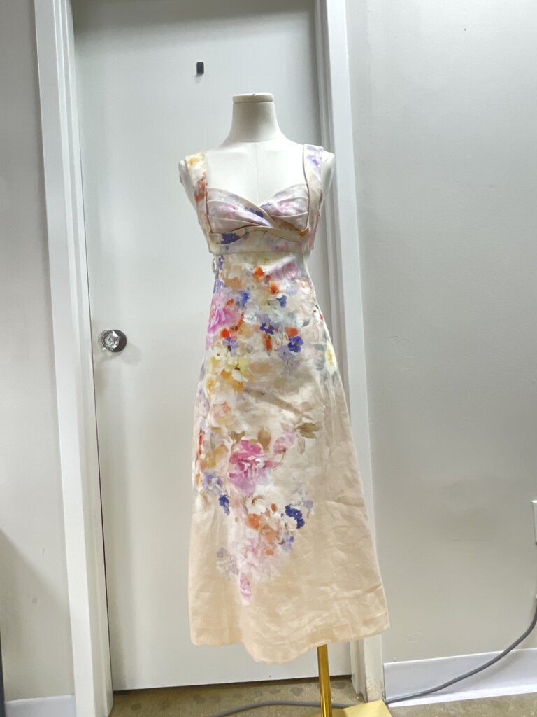 Zimmermann Pastel Floral Linen Cut Out Dress NWT