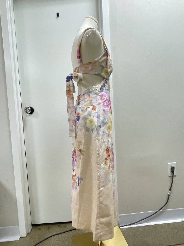 Zimmermann Pastel Floral Linen Cut Out Dress NWT