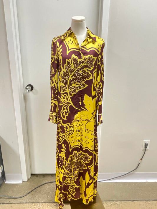 Corey Lynn Calter Yellow Floral Maxi Button Up Dress