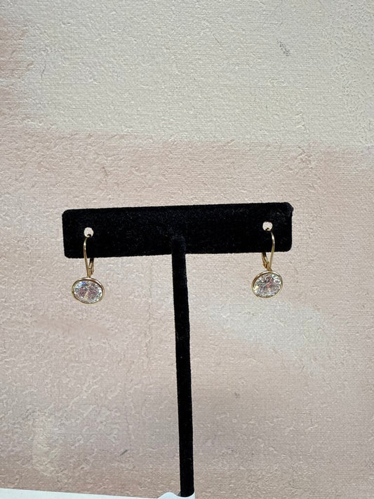 14k and CZ Drop Solitaire Earring