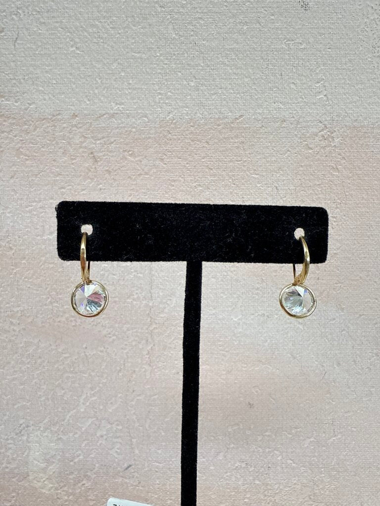 14k and CZ Drop Solitaire Earring