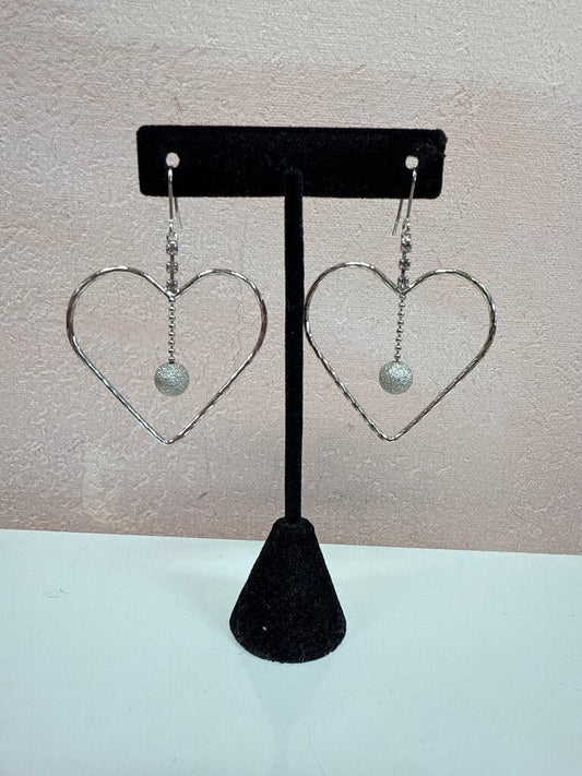 Silver Heart Drop Earring
