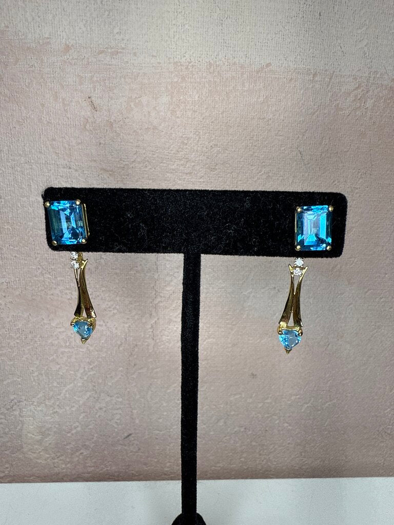 14k and Blue Topaz Drop Earring w/Jacket