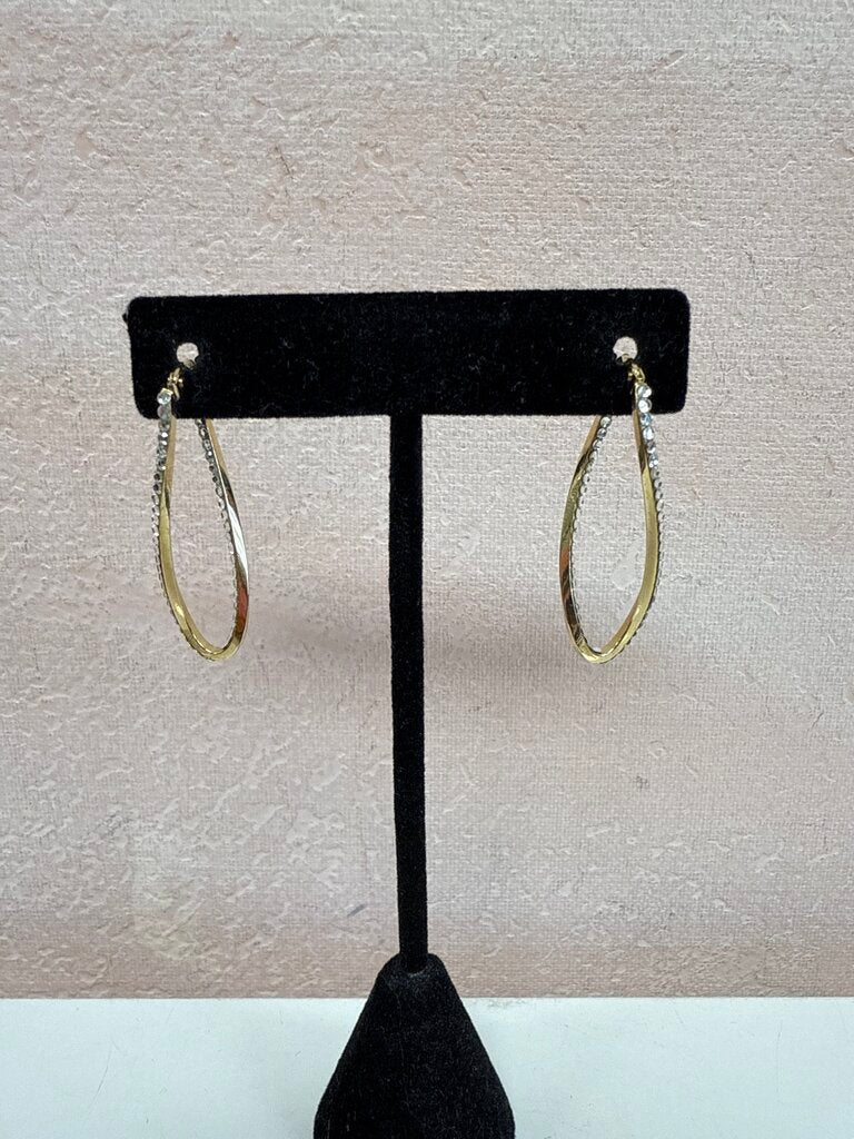 14k Diamond (Faux) Twist Hoop Earring