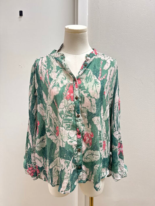 Pilcro Green Floral Blouse