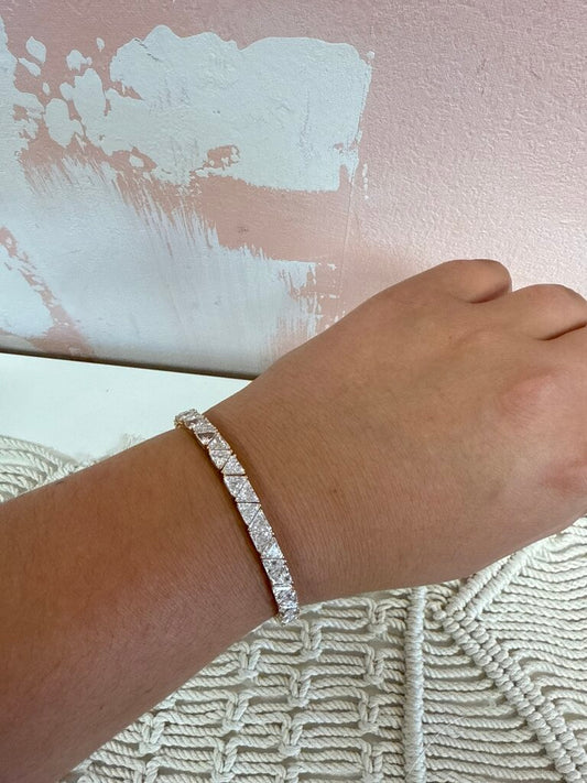 14k CZ Triangle Tennis Bracelet