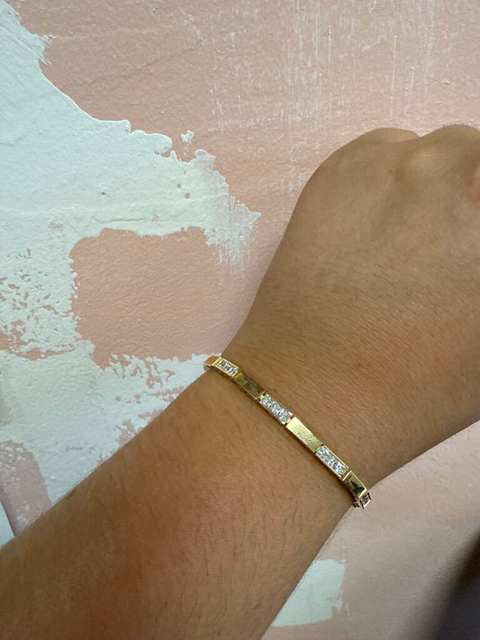 14k and CZ Link Tennis Bracelet
