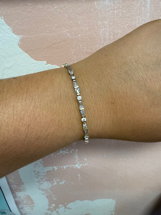 14k and CZ Solitaire and Link Bracelet