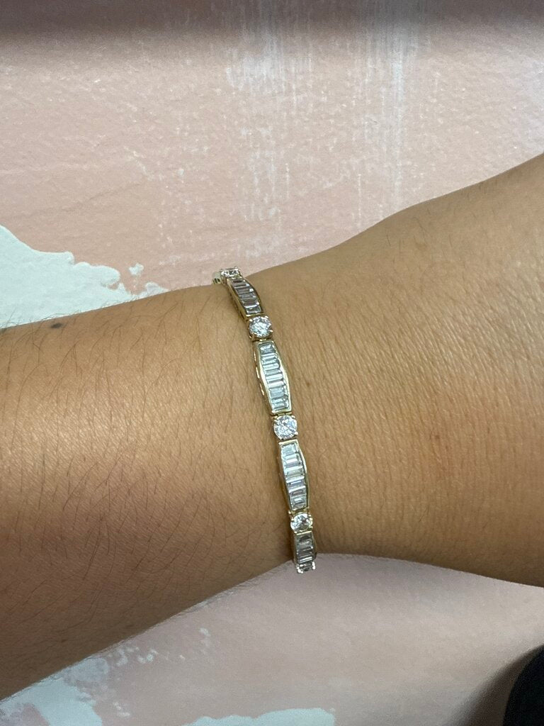 14k CZ Baguette Tennis Bracelet