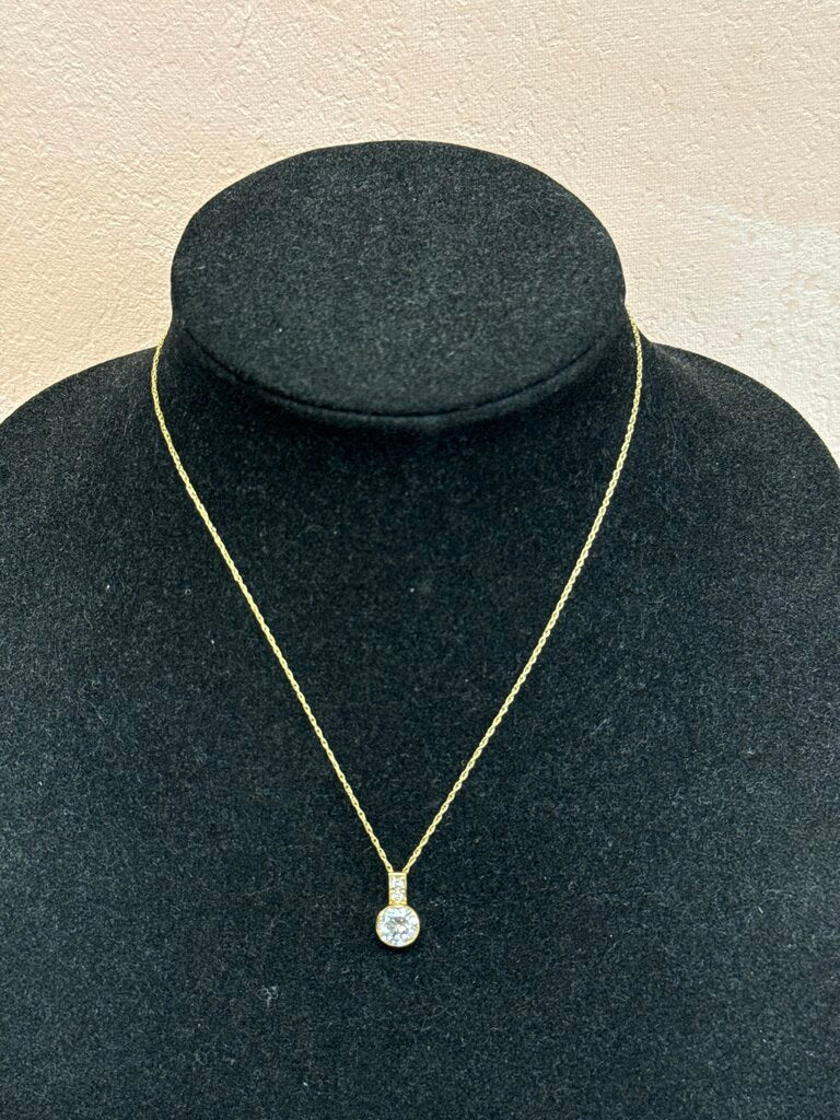 14k and CZ Solitare Necklace