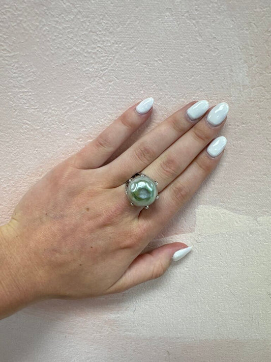 Costume Grey Pearl Cocktail Ring