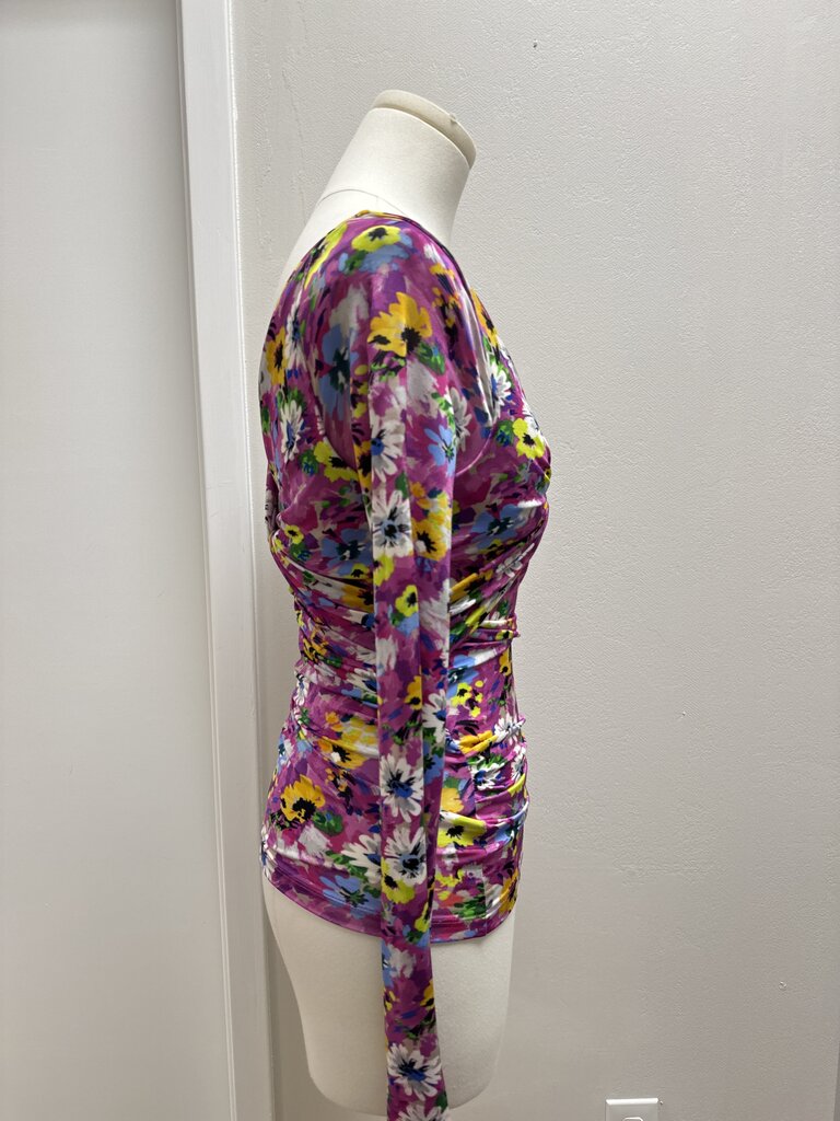 MSGM Purple Floral Wrap Top
