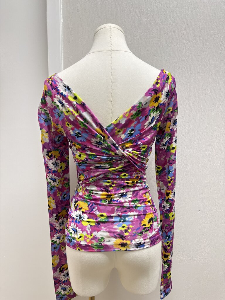 MSGM Purple Floral Wrap Top