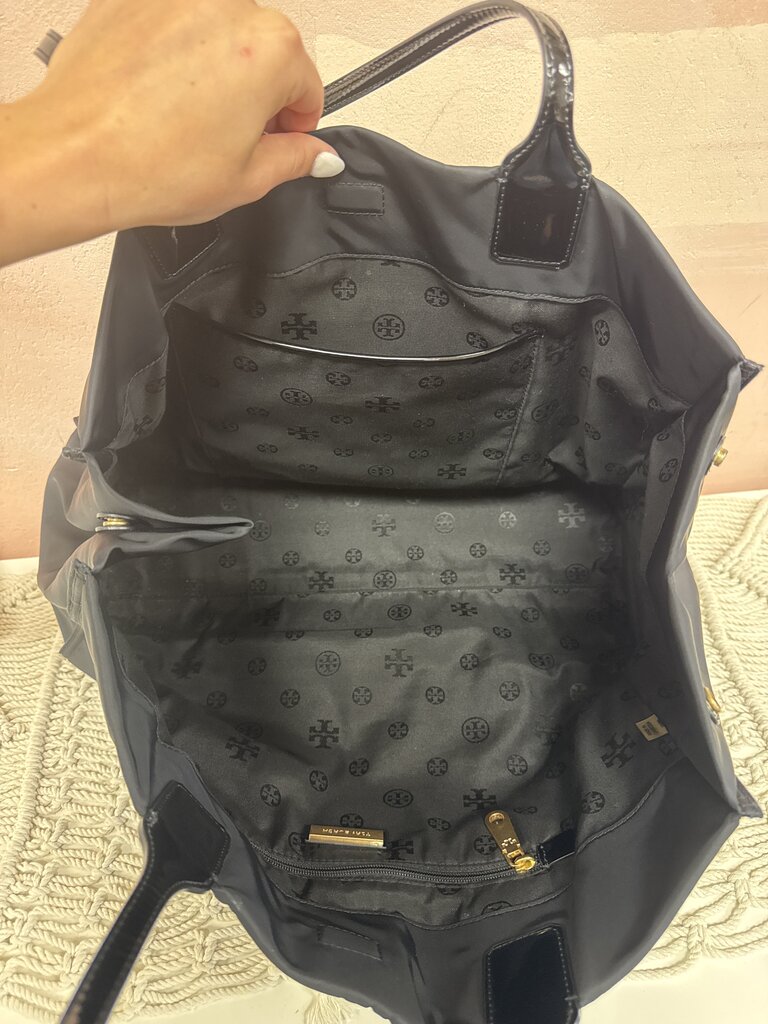 Tory Burch Black Large Nylon Logo Tote
