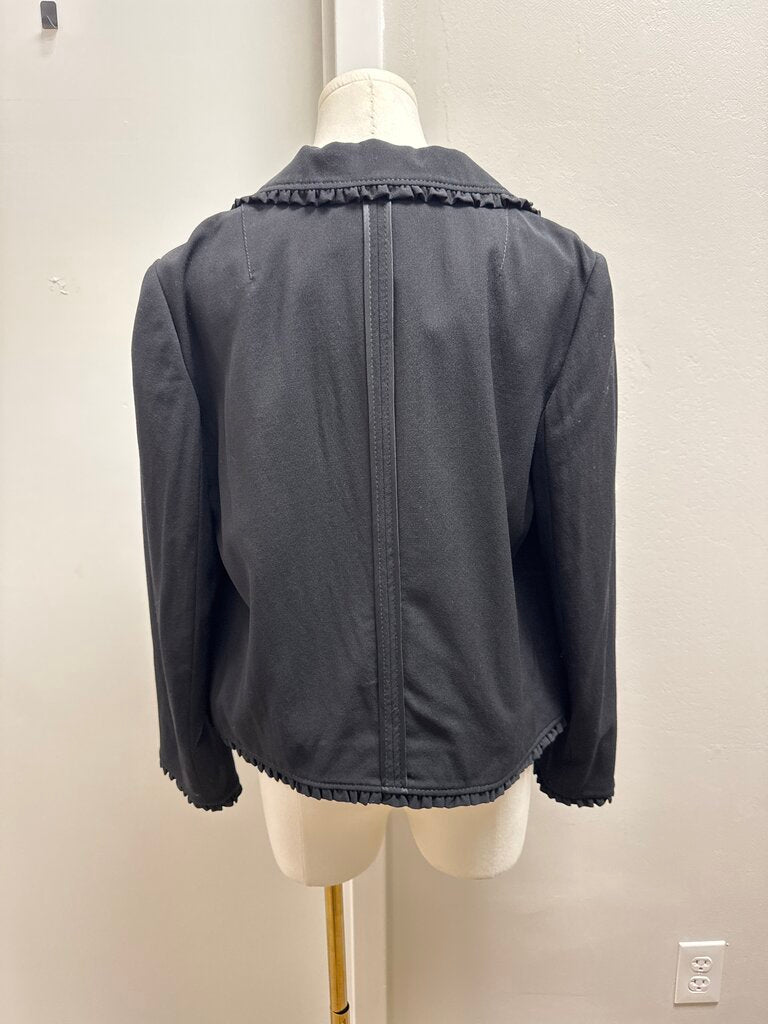 Dolce & Gabbana Black Wool Ruffle Trim Cropped Jacket NWT