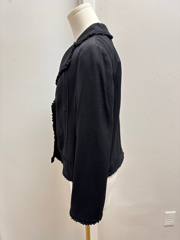Dolce & Gabbana Black Wool Ruffle Trim Cropped Jacket NWT