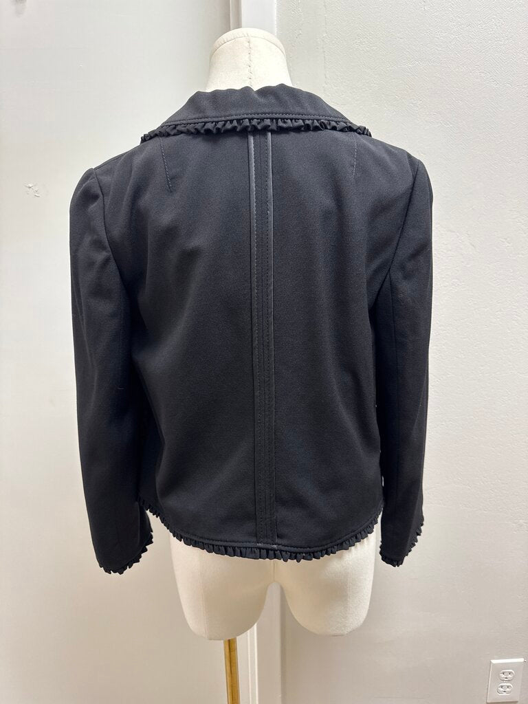 Dolce & Gabbana Black Wool Ruffle Trim Cropped Jacket NWT