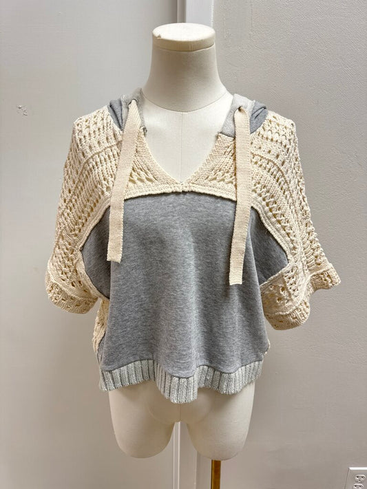 Vintage Havana Grey Crochet Hoodie