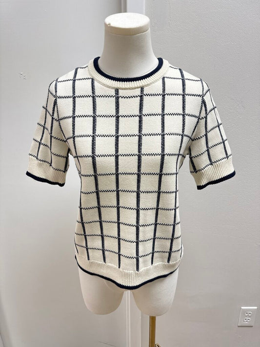 Veronica Beard Cream Check Tee