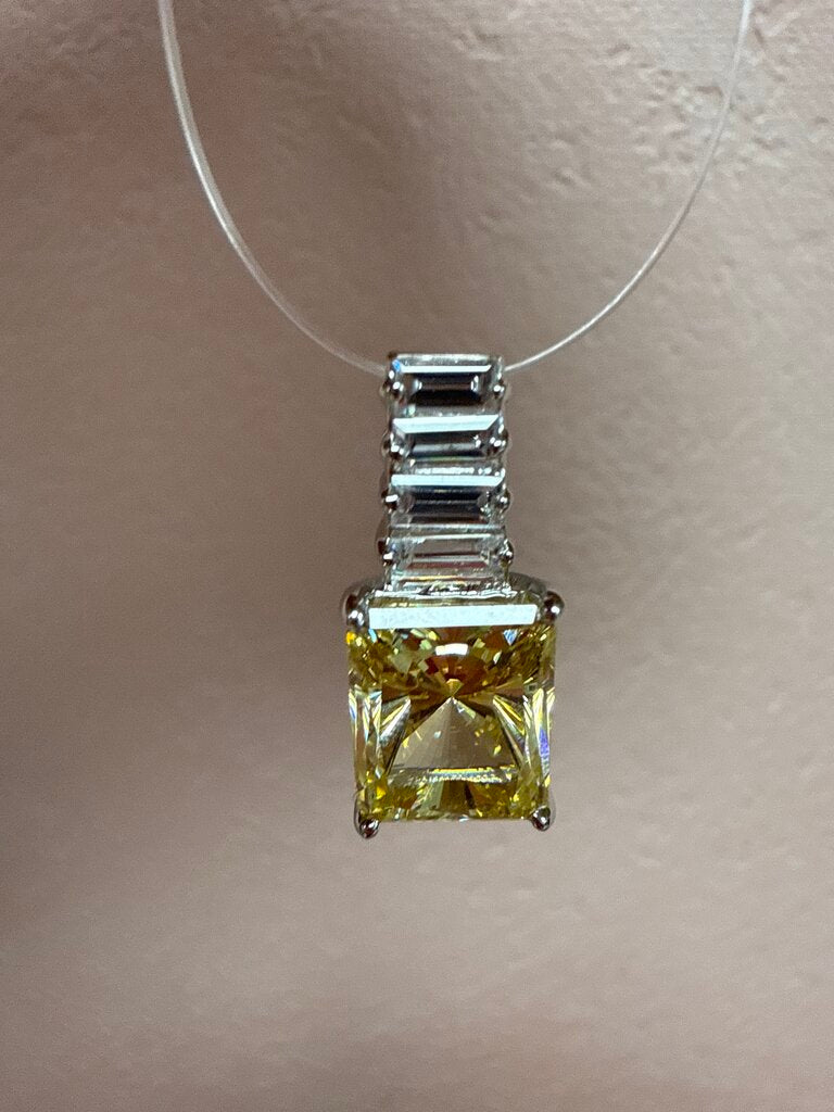 Costume Yellow Stone Square Pendant