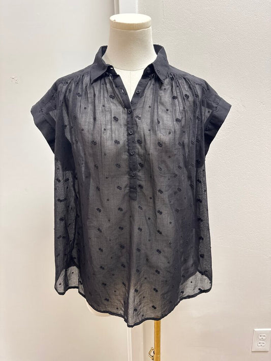 Nili Lotan Black Eyelet Top