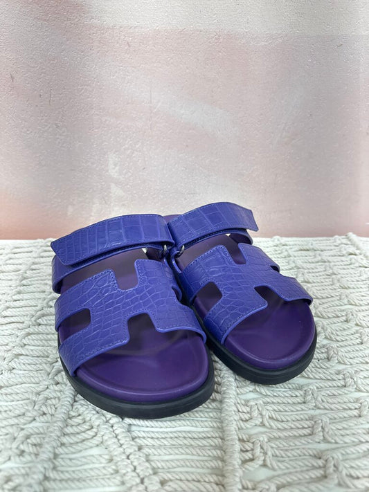 Hermes Purple Chypre Crocodile Sandal