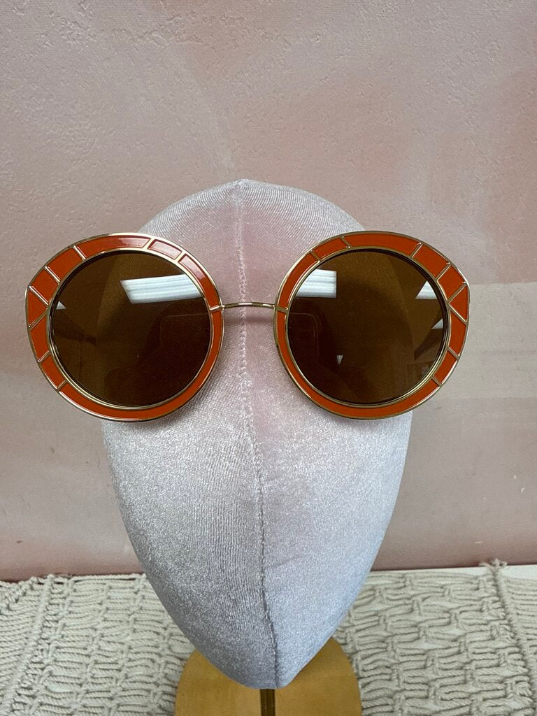 Tory Burch Orange Round Frame Sunglasses