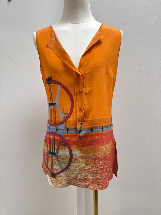 Akris Orange Printed Top