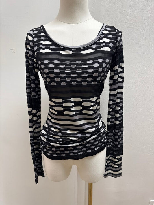 Fuzzi Black and White Long Sleeve Top