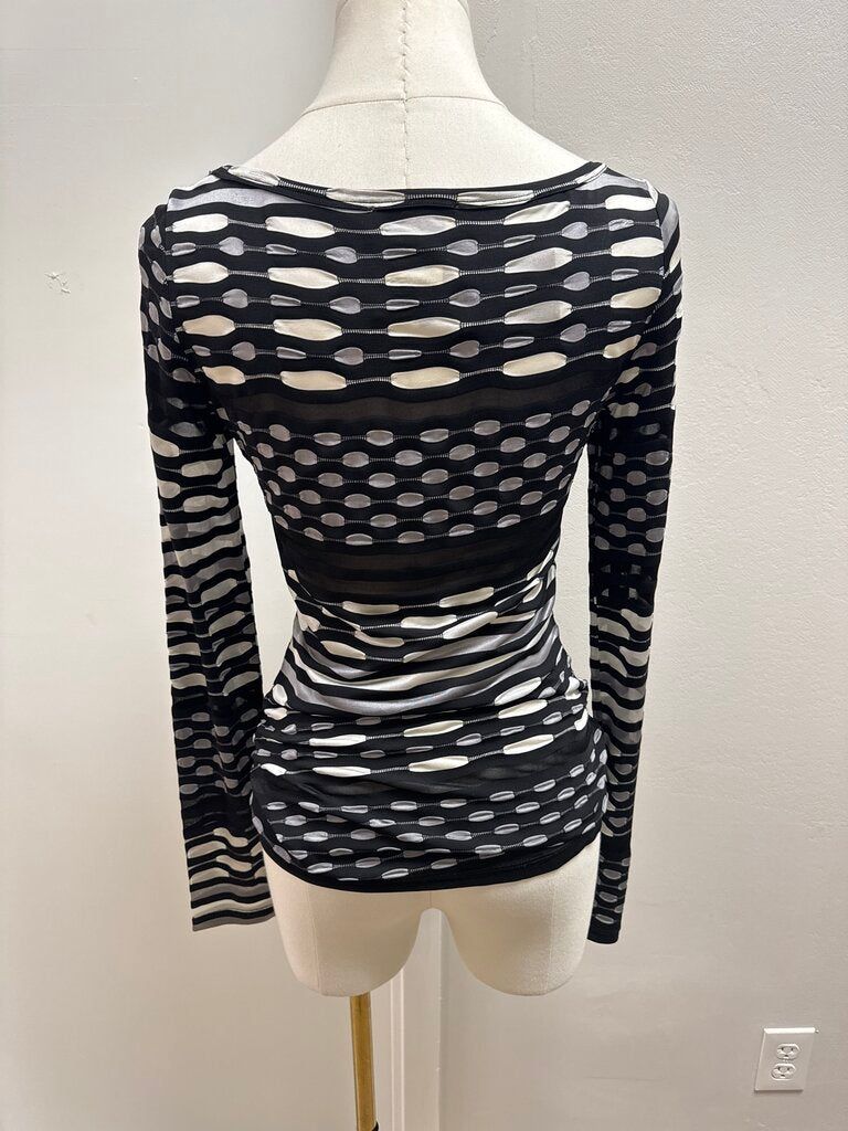 Fuzzi Black and White Long Sleeve Top