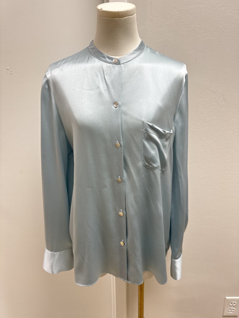 Vince Ice Blue Silk Blouse