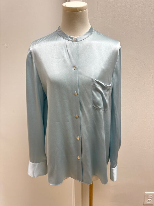 Vince Ice Blue Silk Blouse