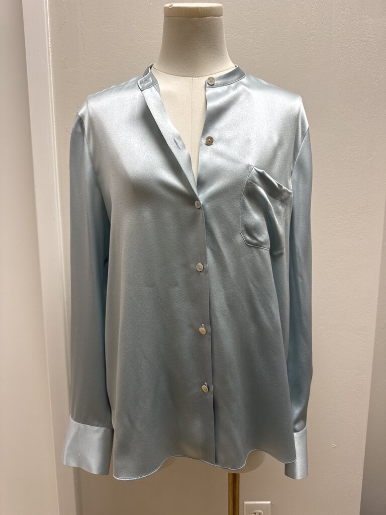 Vince Ice Blue Silk Blouse