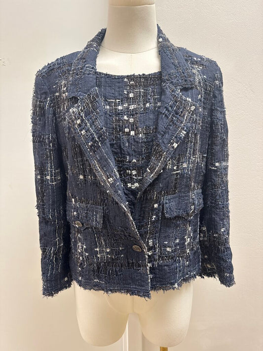 Chanel Blue Tweed Vintage Jacket and Shell Tank