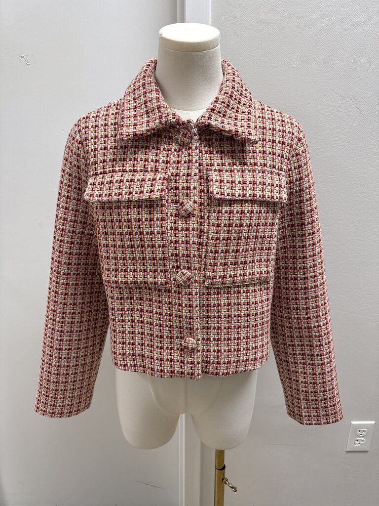 Maeve Oange Tweed Cropped Jacket NWT
