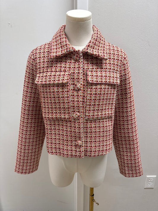 Maeve Oange Tweed Cropped Jacket NWT
