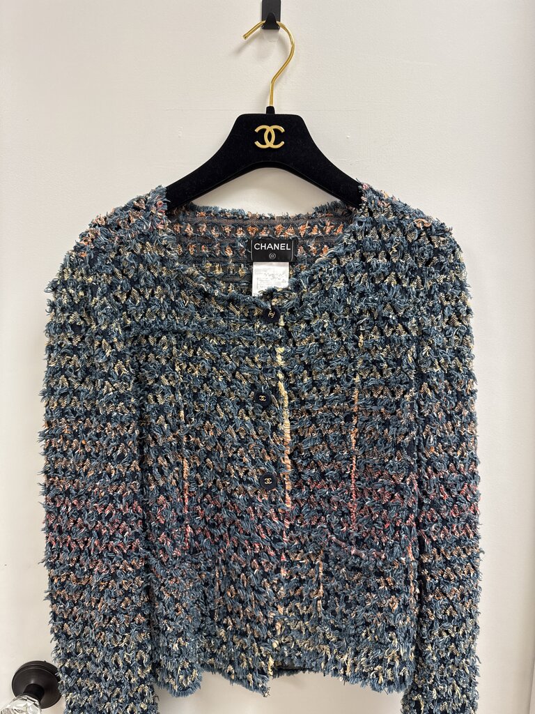 Chanel Blue Vintage Tweed Jacket