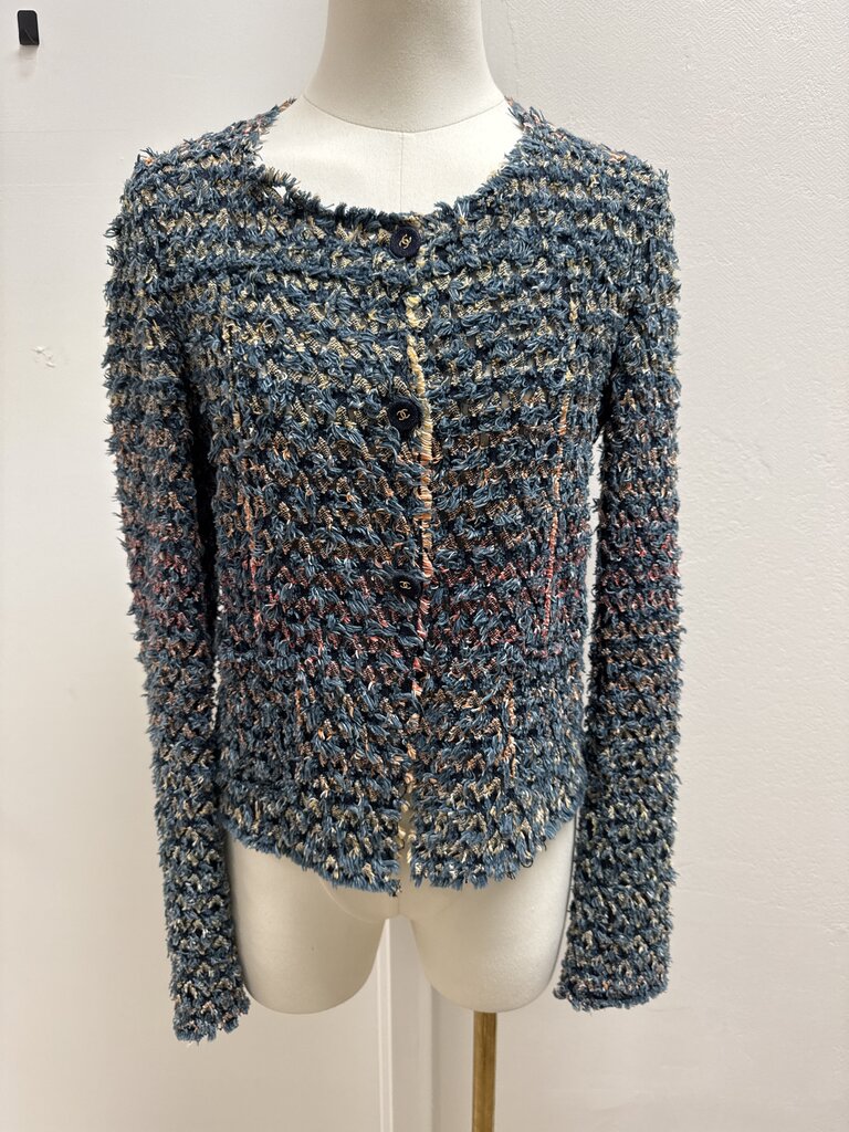 Chanel Blue Vintage Tweed Jacket