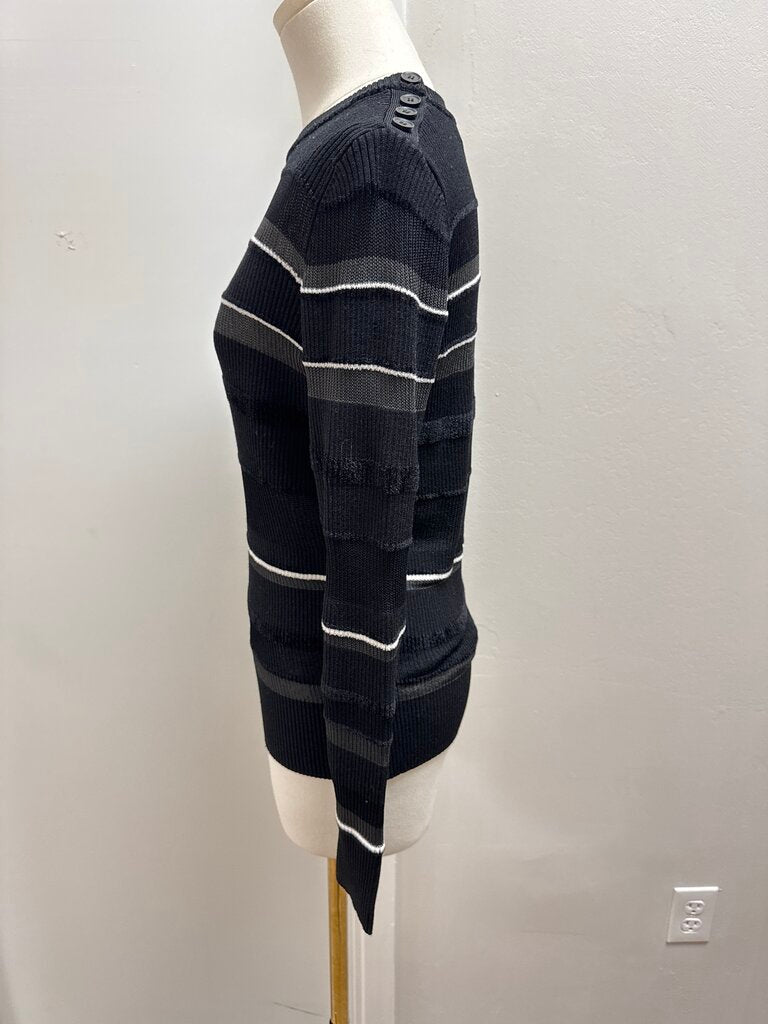 Proenza Schouler Black Striped Ribbed Sweater