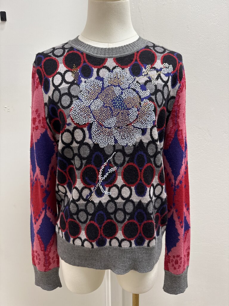 Libertine. Grey Multi Print Crystal Sweater