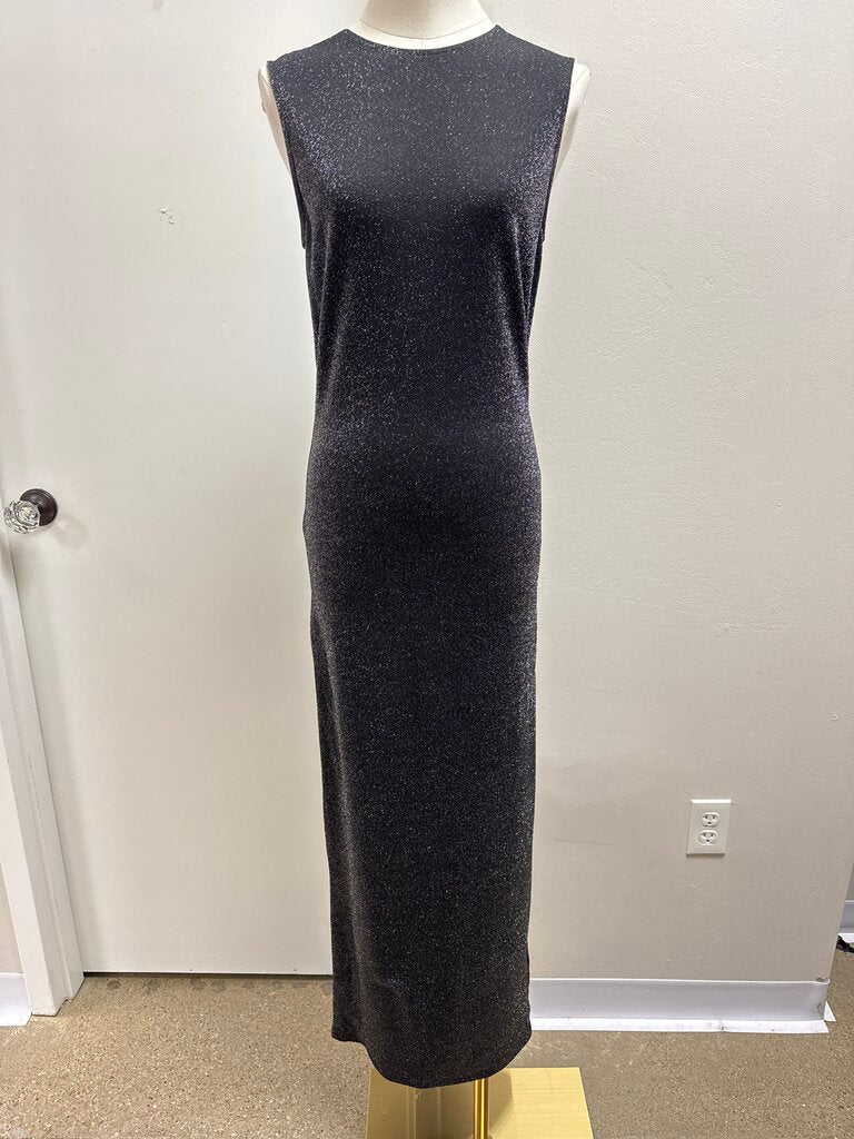 Reformation Black Metallic Jersey Midi Dress