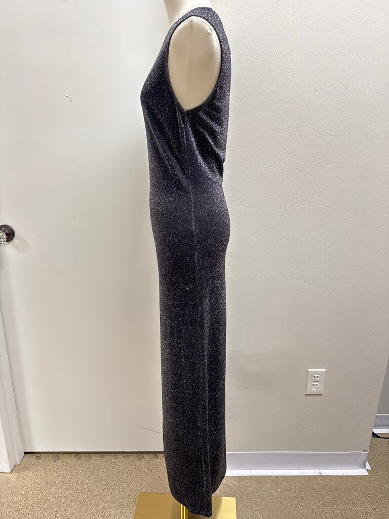 Reformation Black Metallic Jersey Midi Dress