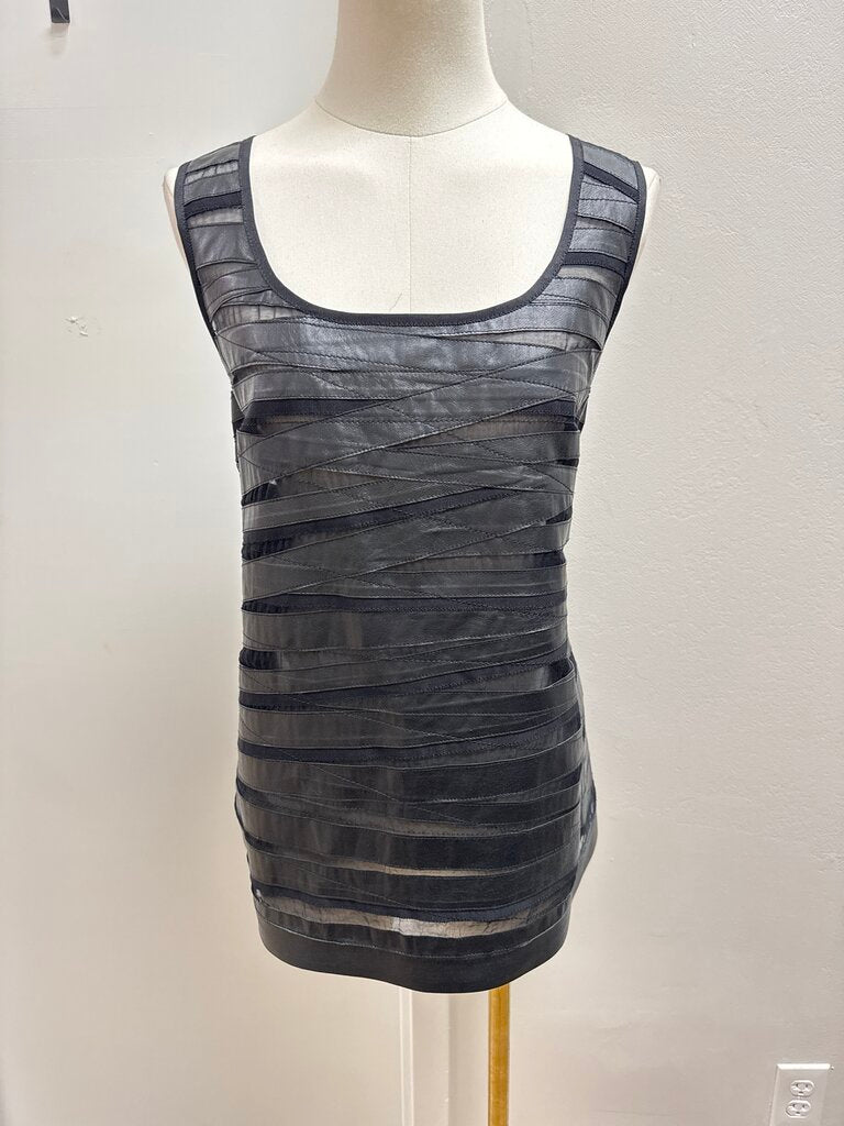 Lafayette 148 Black Leather Top