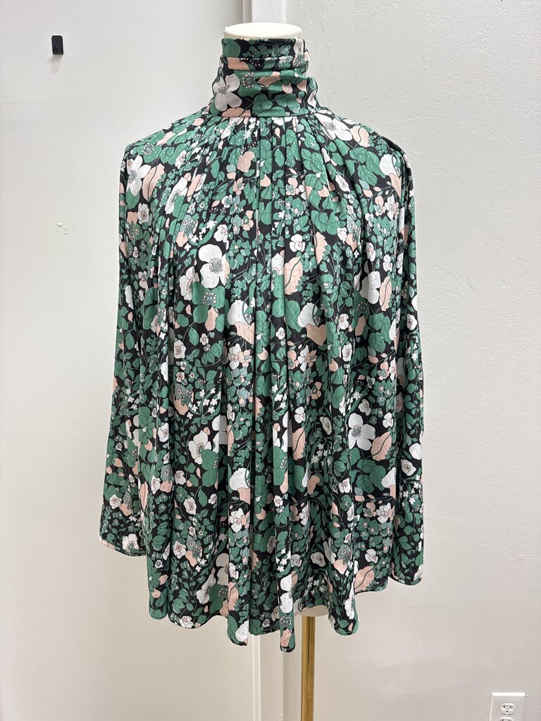 Smythe Green Floral Pleated Blouse
