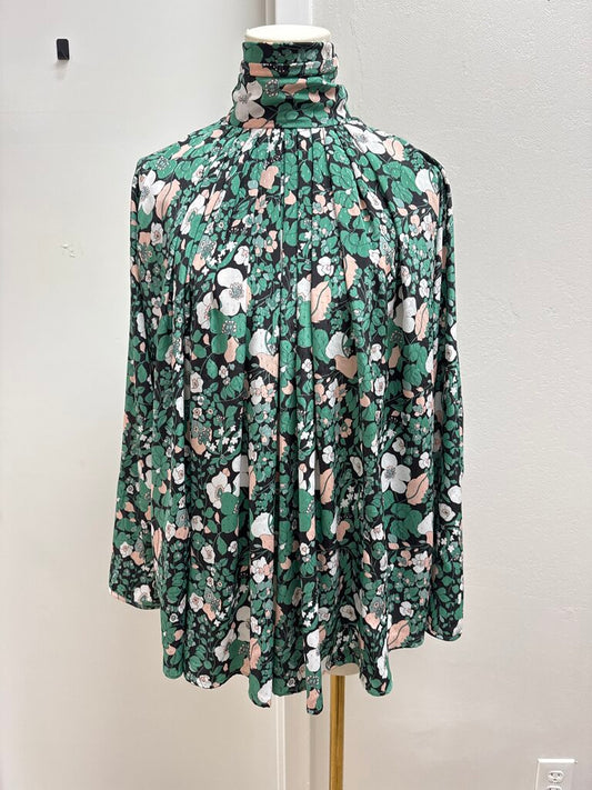 Smythe Green Floral Pleated Blouse