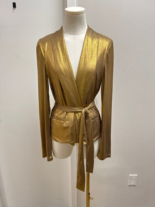 Superdown Gold Wrap Cardigan