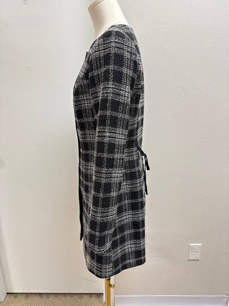 Reformation Black Plaid Tweed Midi Dress