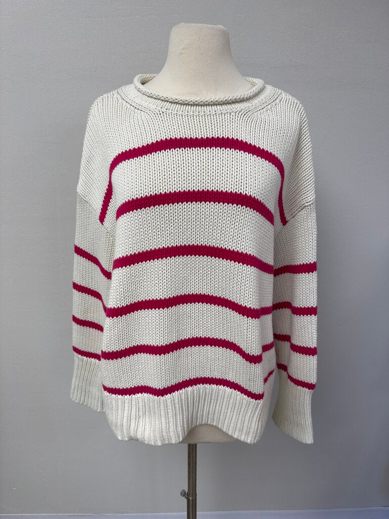 La Ligne Pink and Ecru Striped Sweater